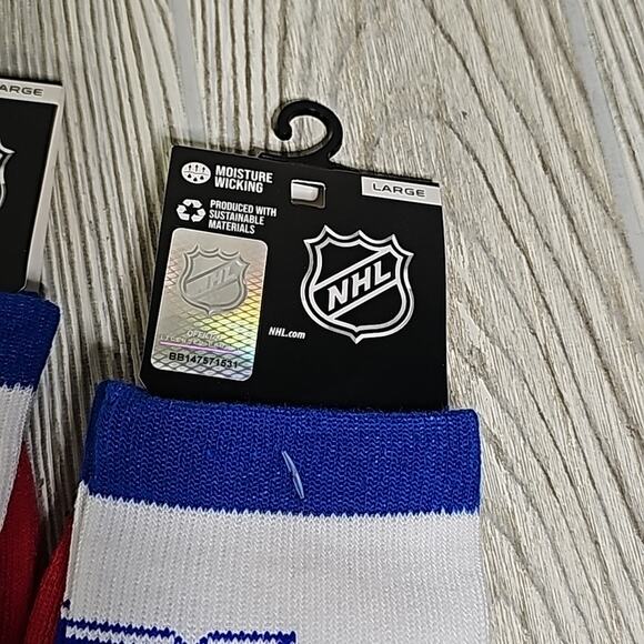 NHL New York Rangers Crew Socks 3 Pairs Size Large NEW - Picture 4 of 9
